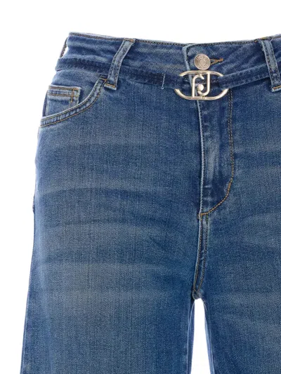 Liu •jo Wide Cuffs Denim Jeans Trousers With 5 Pockets In Blue