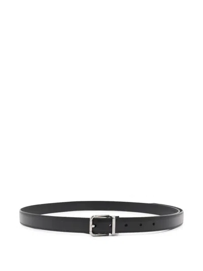 Dolce & Gabbana Black Leather Belt In Nero/rutenio
