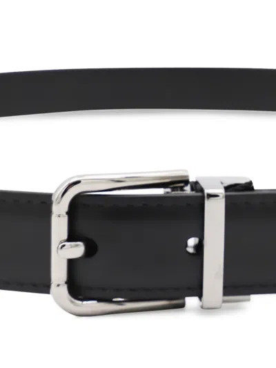 Dolce & Gabbana Black Leather Belt In Nero/rutenio