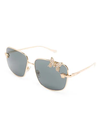 Versace Square-frame Sunglasses In Gold