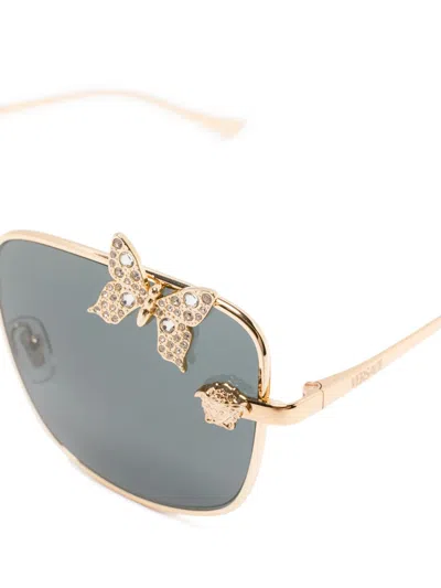 Versace Square-frame Sunglasses In Gold
