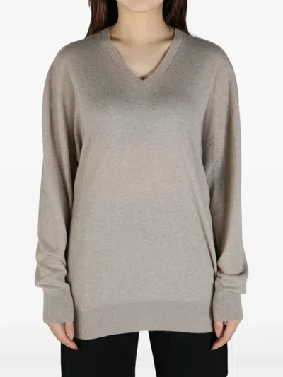 The Row V Neck Sweatshirt In Neutrals