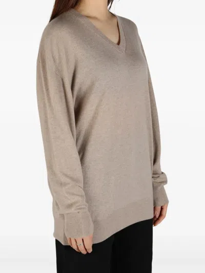 The Row V Neck Sweatshirt In Neutrals