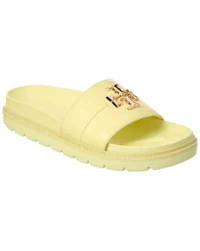 Tory Burch Everly Anatomic Lug Leather Slide In Yellow