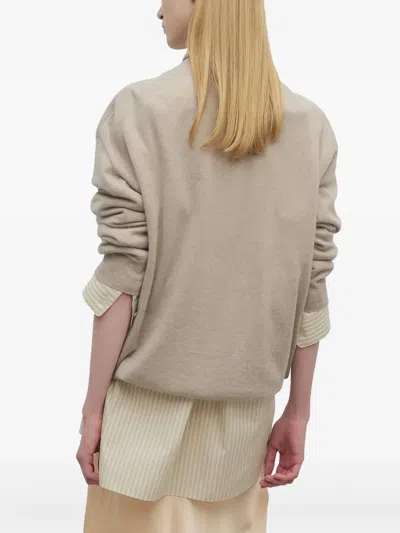 The Row Jabari Mock-neck Oversized Cashmere Sweater In Beige Melange