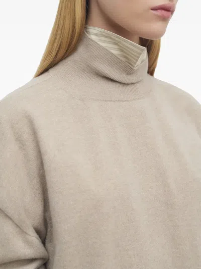 The Row Jabari Mock-neck Oversized Cashmere Sweater In Beige Melange