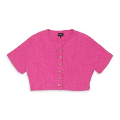 Callipygian Ss Furry Fuchsia Cardigan In Pink