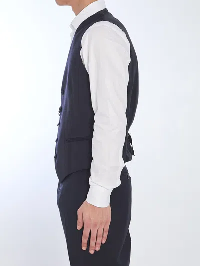 Tagliatore Button-up Wool Waistcoat In Blue