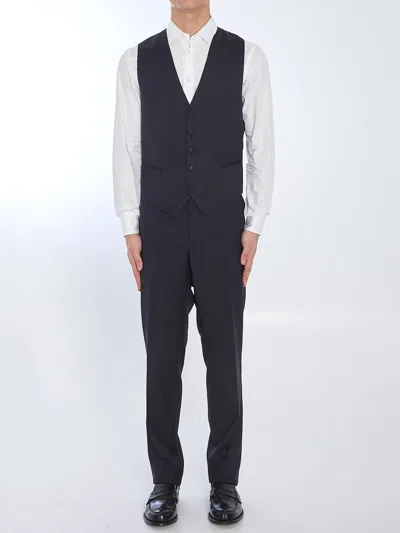 Tagliatore Button-up Wool Waistcoat In Blue