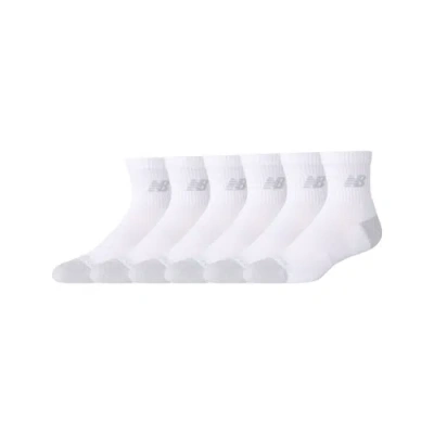 New Balance Unisex Active Quarter Socks 6 Pack In White