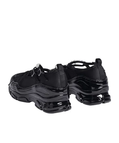 Simone Rocha Criss Cross Ballerina Shoes With Pearl Embellishments In Black