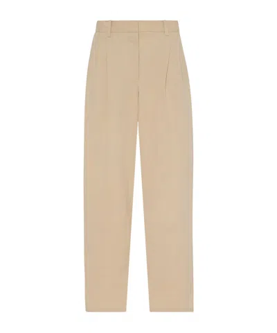 The Row Lilas Light Khaki Cotton And Linen Trousers In Green