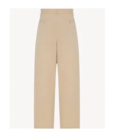 The Row Lilas Light Khaki Cotton And Linen Trousers In Green