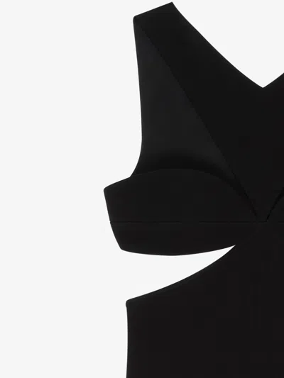 Givenchy Cut Out Dress In Crepe Satin With Rhinestones Detail In Noir