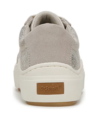 Dr. Scholl's Women's Time Off Win Lace Up Platform Sneakers In Oyster Faux Leather,microfiber