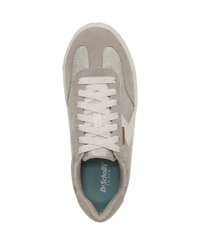 Dr. Scholl's Women's Time Off Win Lace Up Platform Sneakers In Oyster Faux Leather,microfiber