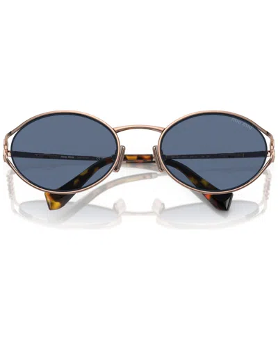 Miu Miu Womens Pink Mu 52ys Round-frame Branded-arm Metal Sunglasses In Dark Blue