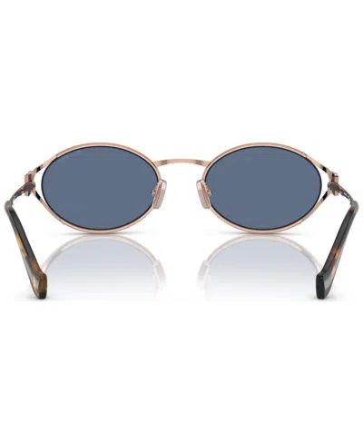 Miu Miu Womens Pink Mu 52ys Round-frame Branded-arm Metal Sunglasses In Dark Blue