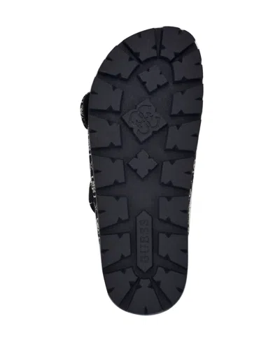 Guess Women's Fasten Double-buckle Footbed Sandals In Dark Blue Denim Logo