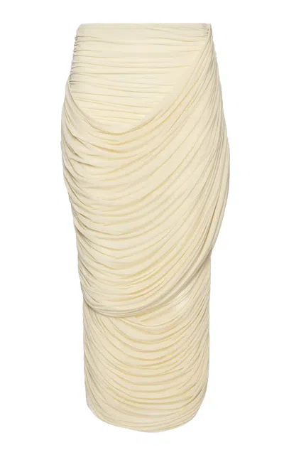 Magda Butrym Midi Skirt With Draped And Ruched Design In Ivory