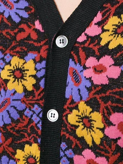Shop Comme Des Garçons Floral Pattern Cardigan - Black