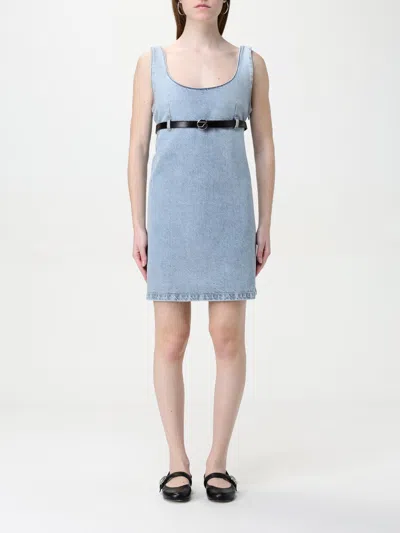 Coperni Belted Denim Mini Dress In Blue