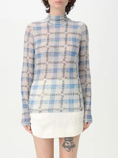 Jw Anderson J. W. Anderson Long Sleeve Mock Neck Sweater In Blue