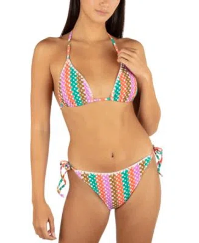 Hurley Juniors Printed Crochet Triangle Bikini Top Bottoms In Orchid