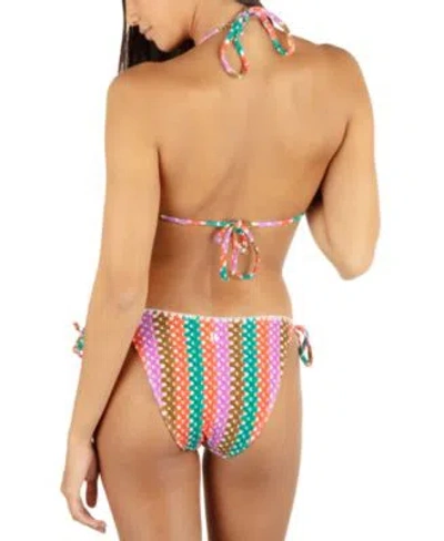 Hurley Juniors Printed Crochet Triangle Bikini Top Bottoms In Orchid