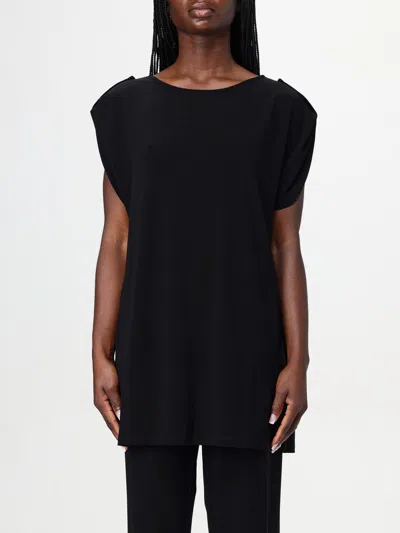 Fay Round Neck Cap Sleeves Blouse In Black