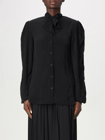 Balenciaga Bow Detail Puff Sleeve Shirt In Schwarz