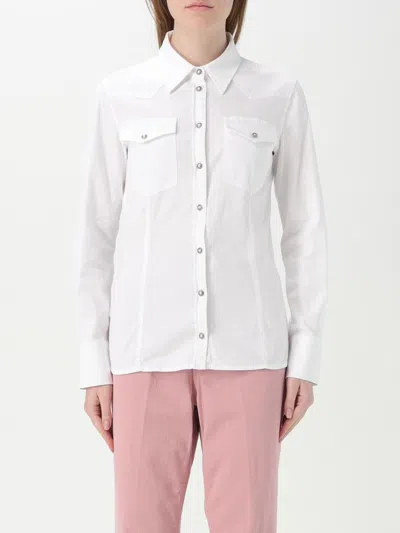 Dondup Woman Denim Shirt White Size 2 Cotton, Elastane In Weiss
