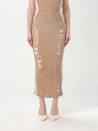 Diesel Seamless Midi Skirt With Lingerie Illusion In Pink