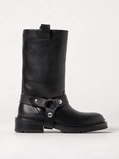 Golden Goose Kurt Boots In Black Leather With Buckle In Schwarz