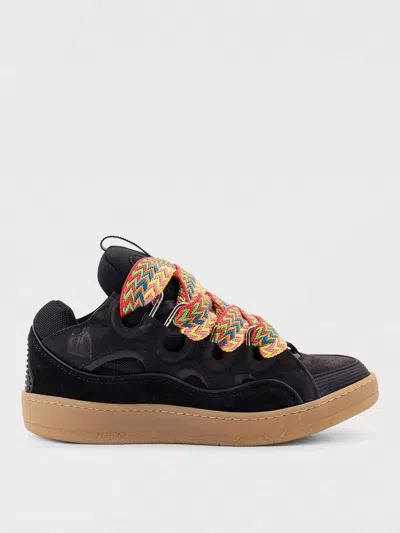 Lanvin Lace Detail Sneakers Suede Panels Rubber Sole In Schwarz