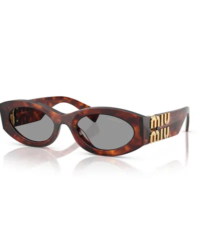Miu Miu Mahogany Havana Acetate Sunglasses In Burgundy