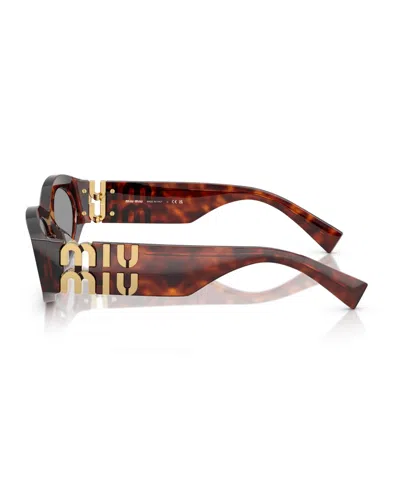 Miu Miu Mahogany Havana Acetate Sunglasses In Burgundy