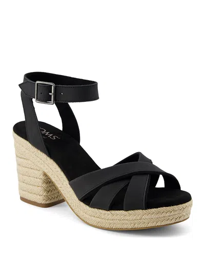 Toms Women's Majorca Rope Strappy Platform Sandal Leather In Black