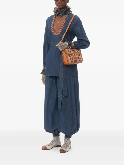 Valentino Chambray Denim Pants Elastic Cuffs In 蓝色