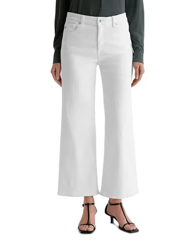 Ag Saige Mid Rise Wide Leg Cropped Jeans In Gallery White