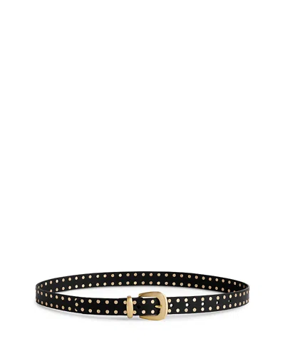 Madewell Flat Studded Western Leather Belt In True Black