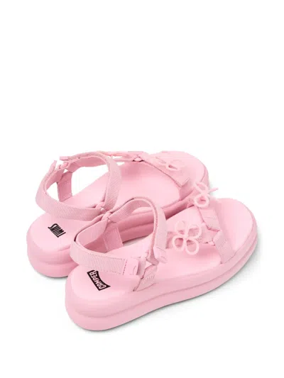 Camper Twins Pink Floral Bow Strappy Flatform Sandals