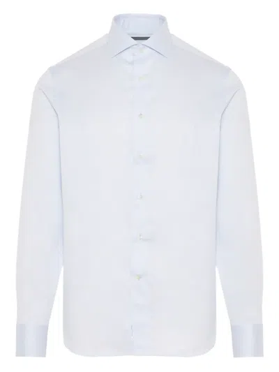 Canali Poplin Shirt In Blue
