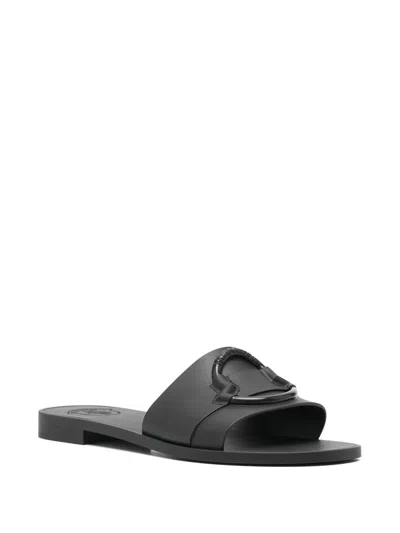 Moncler Mon Rubber Logo Flat Slide Sandals In Multi