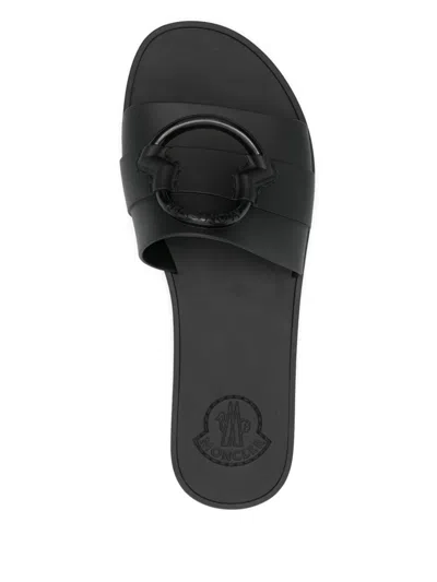 Moncler Mon Rubber Logo Flat Slide Sandals In Multi
