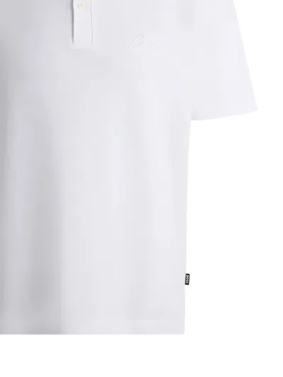 Hugo Boss Mercerized-cotton Polo Shirt With Embroidered Double Monogram In White