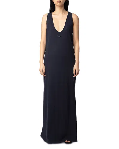 Zadig & Voltaire Womens Deva Sleeveless Cotton-blend Maxi Dress Encre In Encre