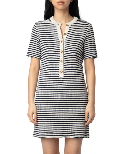 Zadig & Voltaire Womens Encre Tahoe Stripe Cotton-blend Knitted Mini Dress Xs In Encre