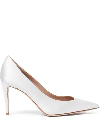 Scarosso Greta Satin Pointed-toe Pumps In White