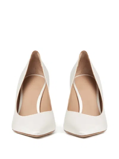 Scarosso Greta Satin Pointed-toe Pumps In White